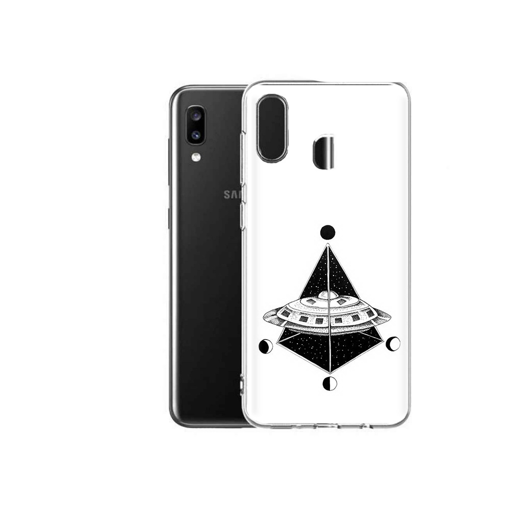 

Чехол MyPads Tocco для Samsung Galaxy A20 черно белая летающая тарелка, Прозрачный, Tocco