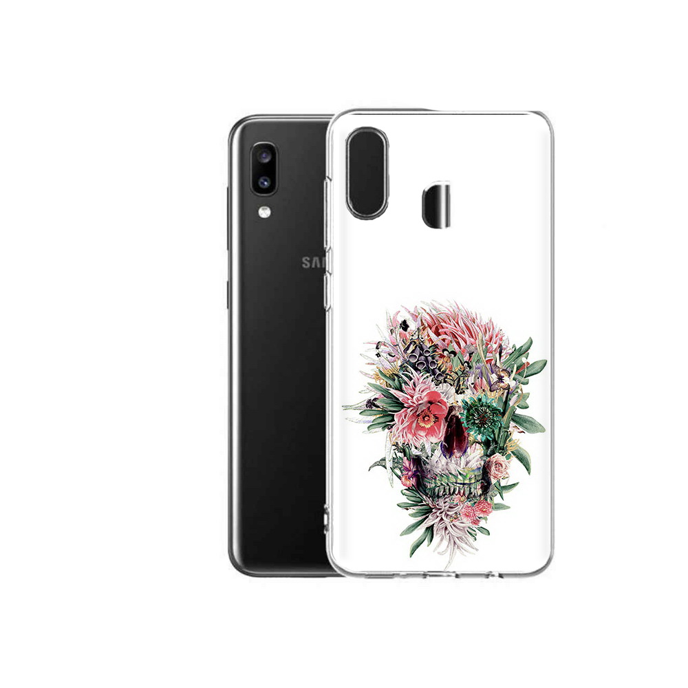 Чехол MyPads Tocco для Samsung Galaxy A20 череп из цветов