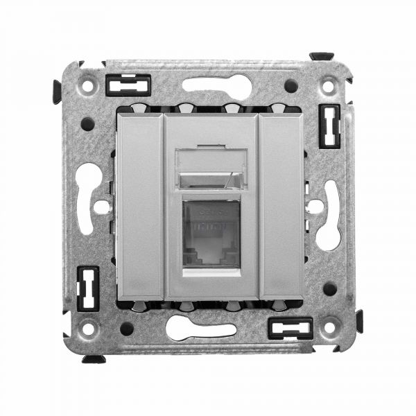 

Розетка компьютерная встраиваемая DKC Avanti UTP cat 5 без заземления со шторками цвет зак, Белый, Розетка компьютерная встраиваемая DKC Avanti UTP cat 5 без заземления со шторками цвет закаленная сталь