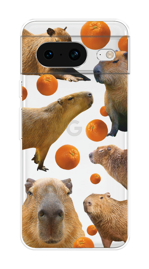

Чехол на Google Pixel 8 "Капибара и апельсины", Бежевый;оранжевый, 271550-1