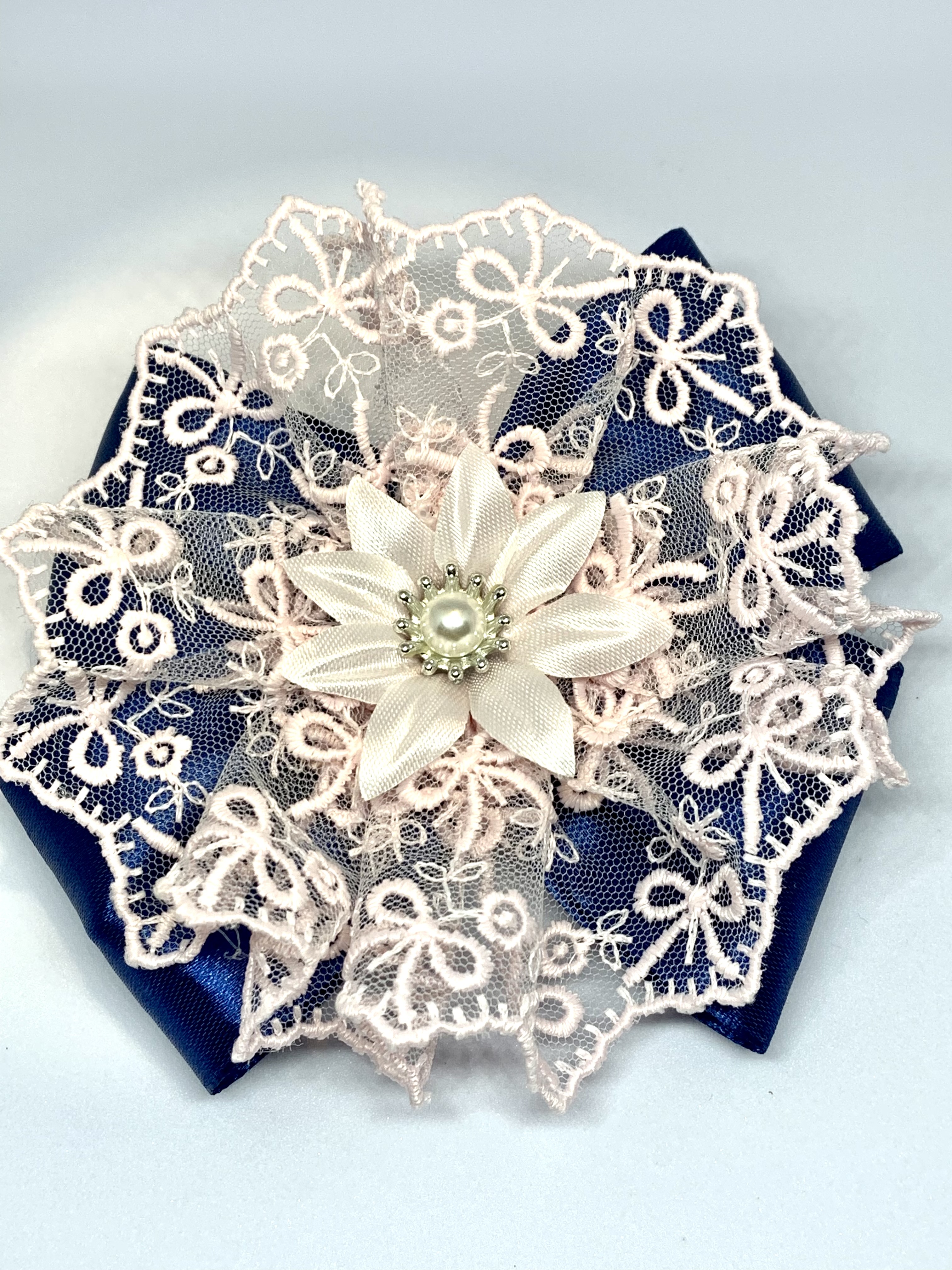 Банты на резинке для волос  33-Резинки Цветок, синий, пудровый