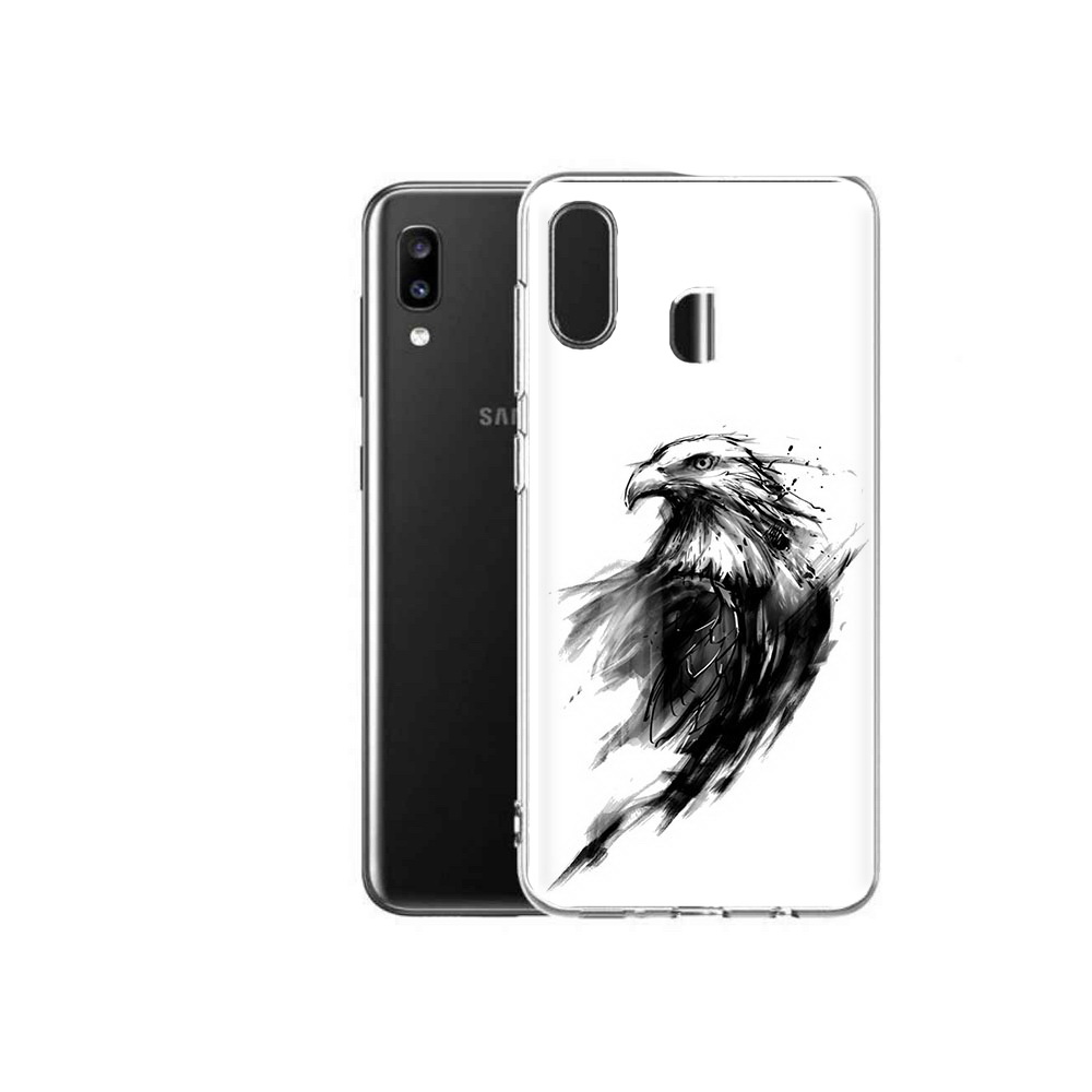 

Чехол MyPads Tocco для Samsung Galaxy A20 чб птица, Прозрачный, Tocco