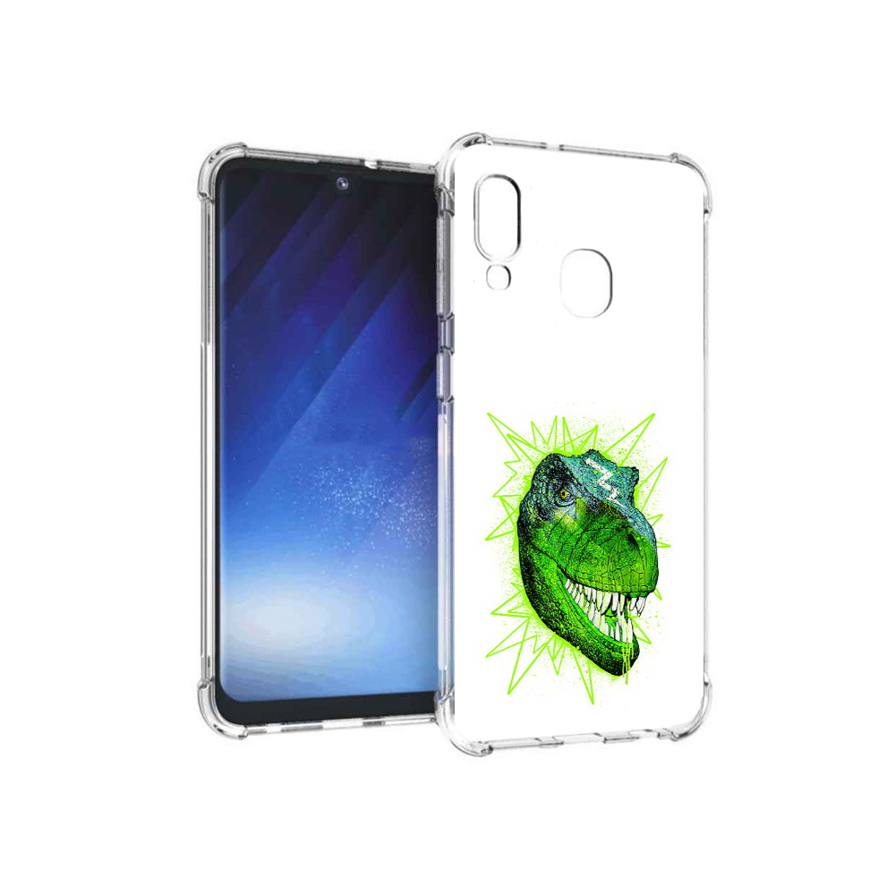 

Чехол MyPads Tocco для Samsung Galaxy A20e зеленый динозавр (PT133424.505.358), Прозрачный, Tocco