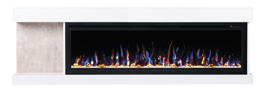 фото Линейный электрокамин real-flame contempo 60 wt с очагом saphir 60 realflame