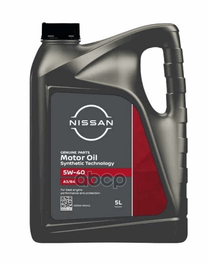 

Моторное масло Nissan синтетическое 5w40 A3/B4 Sn/Cf 5л, KE90090042