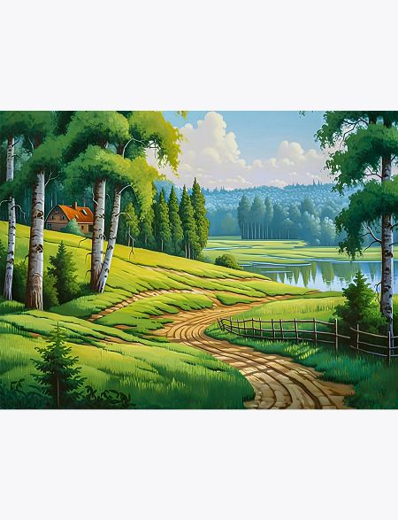 

Алмазная мозаика на подрамнике Дорога к озеру, 90x70 см, 50 цветов, 63706, ПРА-332