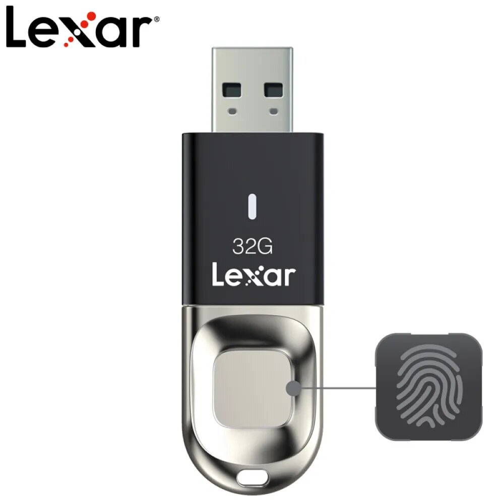 

Флеш-накопитель с отпечатком пальца Lexar JumpDrive F35 32Gb, Lexar JumpDrive F35 USB 3.0 32Gb