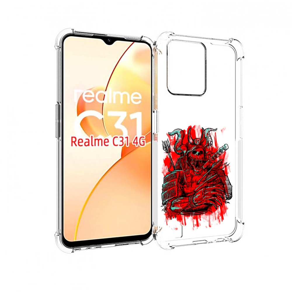 

Чехол MyPads красный скелет воин для OPPO Realme C31, Прозрачный, Tocco