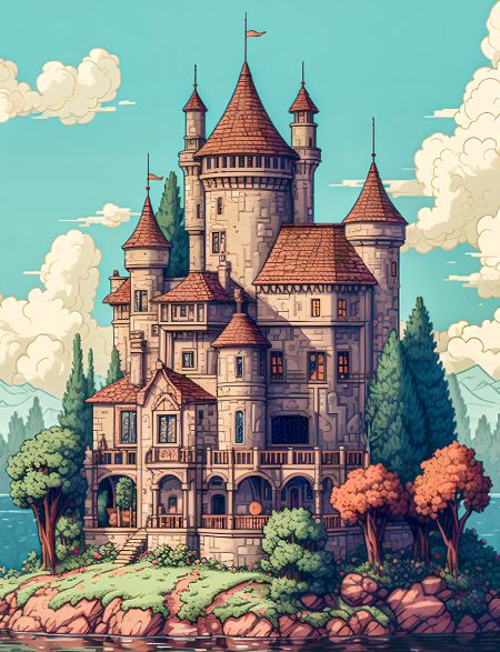 

Алмазная мозаика на подрамнике Поместье на острове, 70x50 см, 30 цветов, 63630, ПРА-325