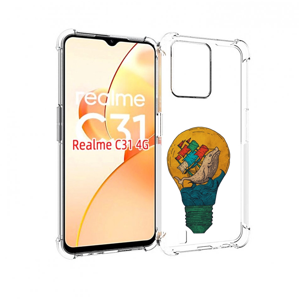 Чехол MyPads кит в лампочке с парусами для OPPO Realme C31