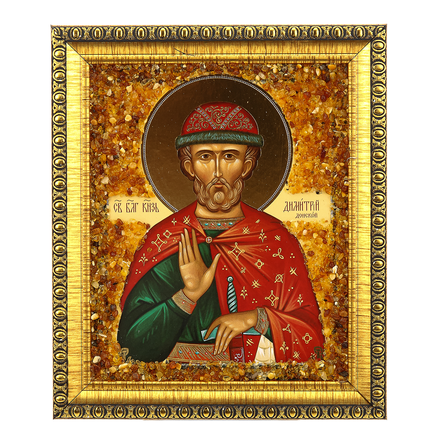

Икона янтарная "Дмитрий Донской" 14х16 см