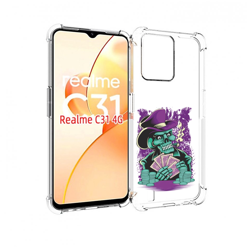 

Чехол MyPads зеленый череп с картами для OPPO Realme C31, Прозрачный, Tocco