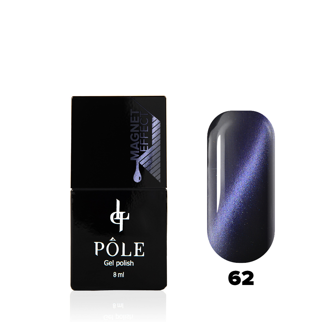 

Гель-лак POLE - кошачий глаз №62 - графитовый перламутр (8 мл.)