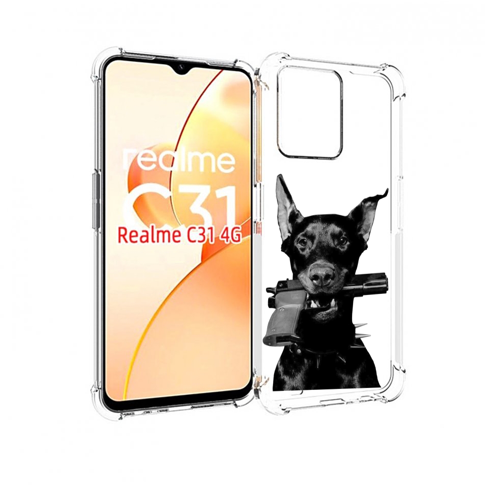 

Чехол MyPads доберман с пистолетом для OPPO Realme C31, Прозрачный, Tocco