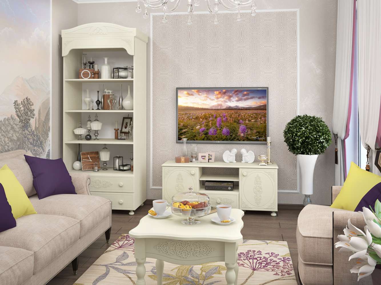 

Гарнитур для гостиной Compass Ассоль плюс АС-012 Ваниль, GRG-010