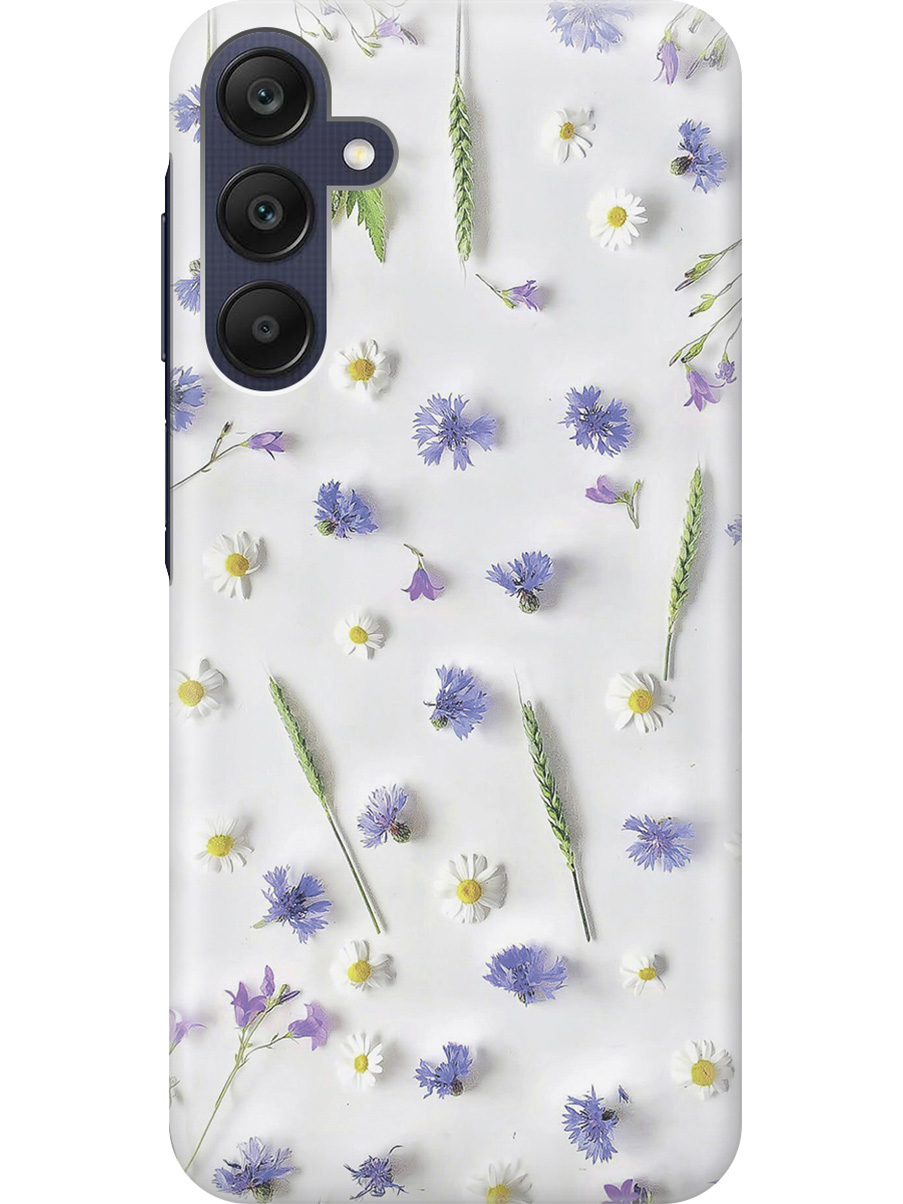 

Силиконовый чехол на Samsung Galaxy A25 с рисунком "Ромашки и колоски", Белый;зеленый;фиолетовый, 20012134