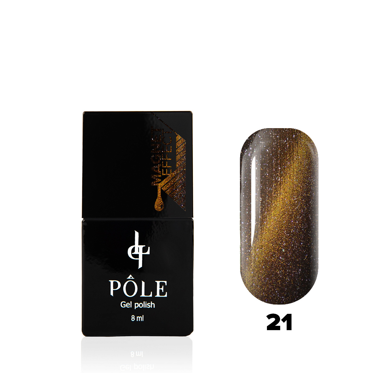 

Гель-лак POLE - кошачий глаз №21 - темная охра (8 мл.)