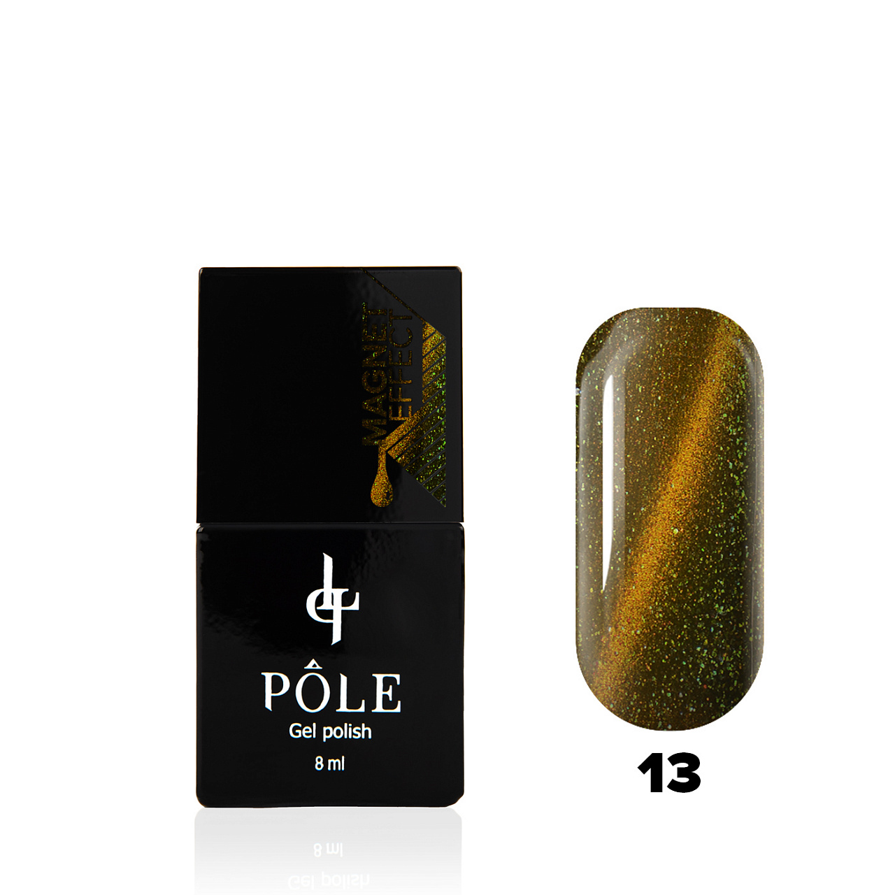 

Гель-лак POLE - кошачий глаз №13 - оливковый блеск (8 мл.)