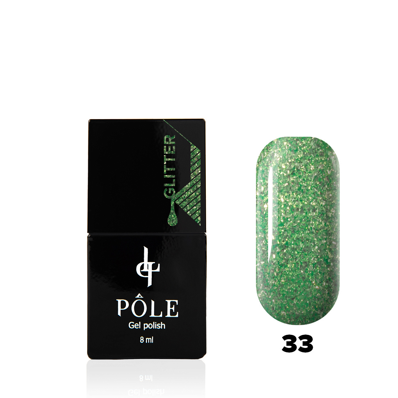 

Гель-лак "POLE - Glitter" №33 - салатовая пыльца (8 мл.)