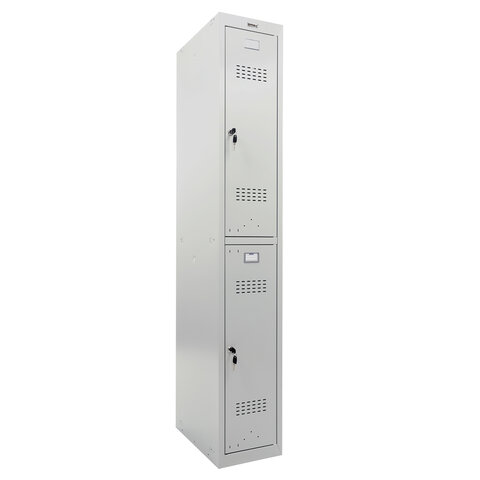 Шкаф металлический для одежды BRABIX "LK 12-30", УСИЛЕННЫЙ, 2 секции Серый