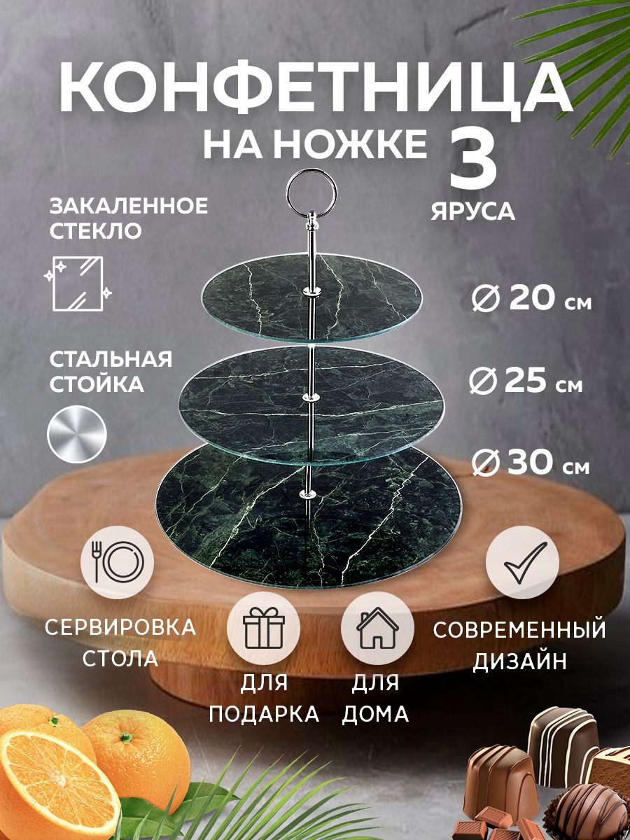 

Конфетница 3-ярусная на ножке LORAINE 31503