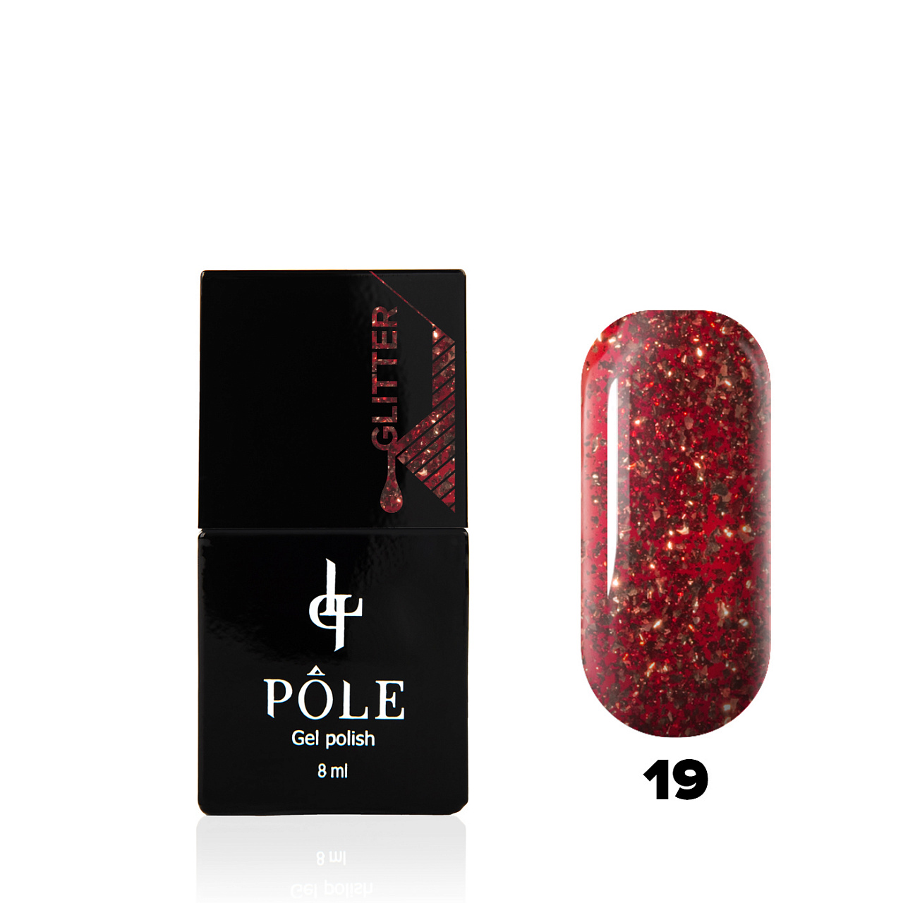 

Гель-лак "POLE - Glitter" №19 - красный апельсин (8 мл.)