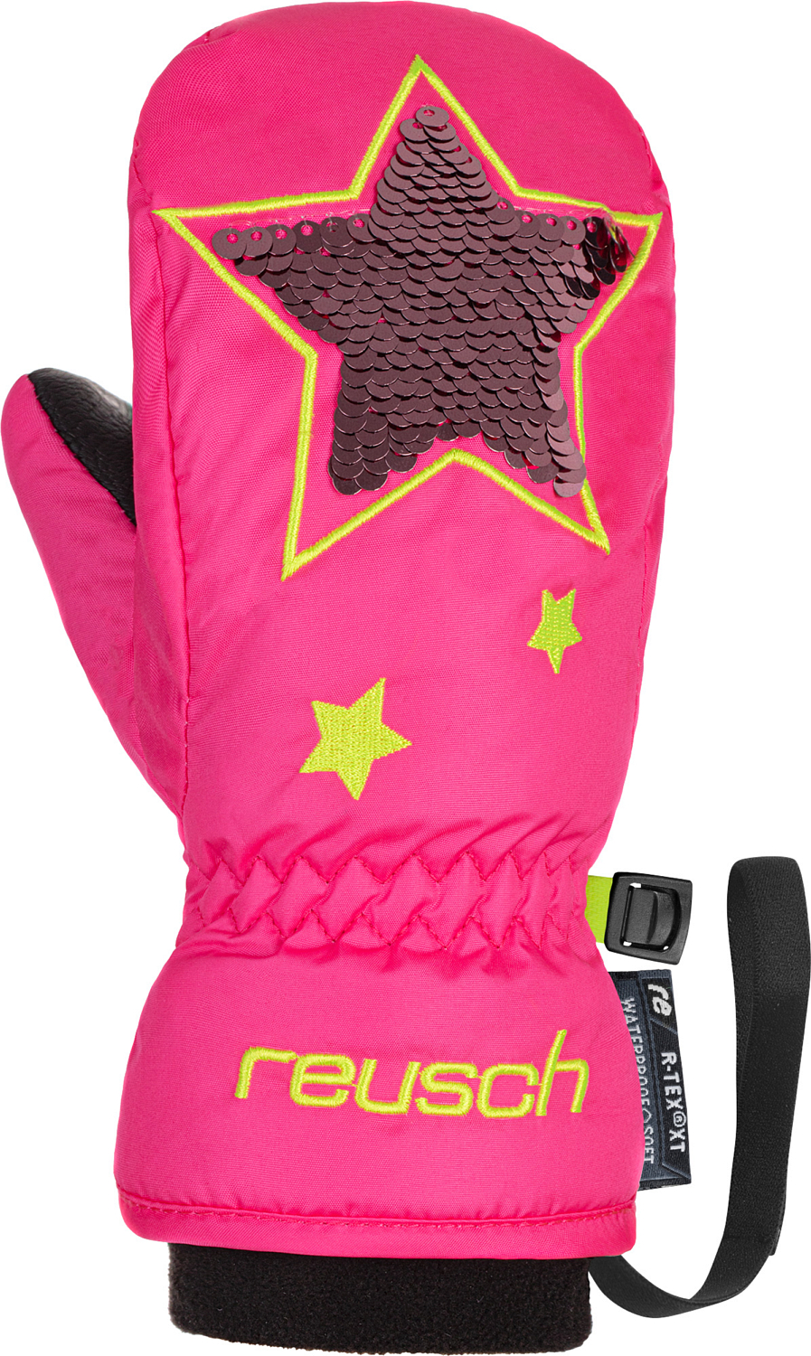 фото Варежки reusch 2021-22 halley r-tex xt mitten knockout pink/safety yellow (inch (дюйм):iv)