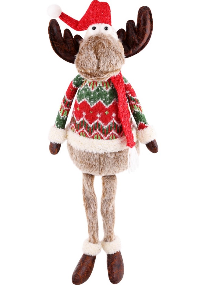 Фигурка новогодняя Homeclub Олень в вязаном свитере с длинными ногами 72 см