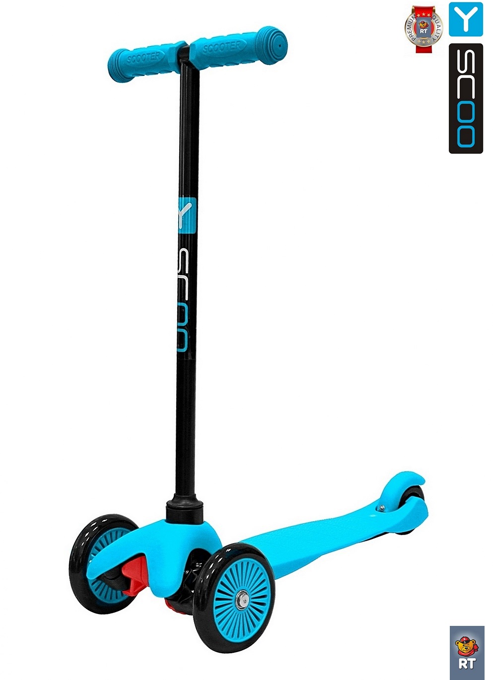 

Самокат Y-SCOO mini A-5 Simple цв. blue с цветными колесами, Голубой