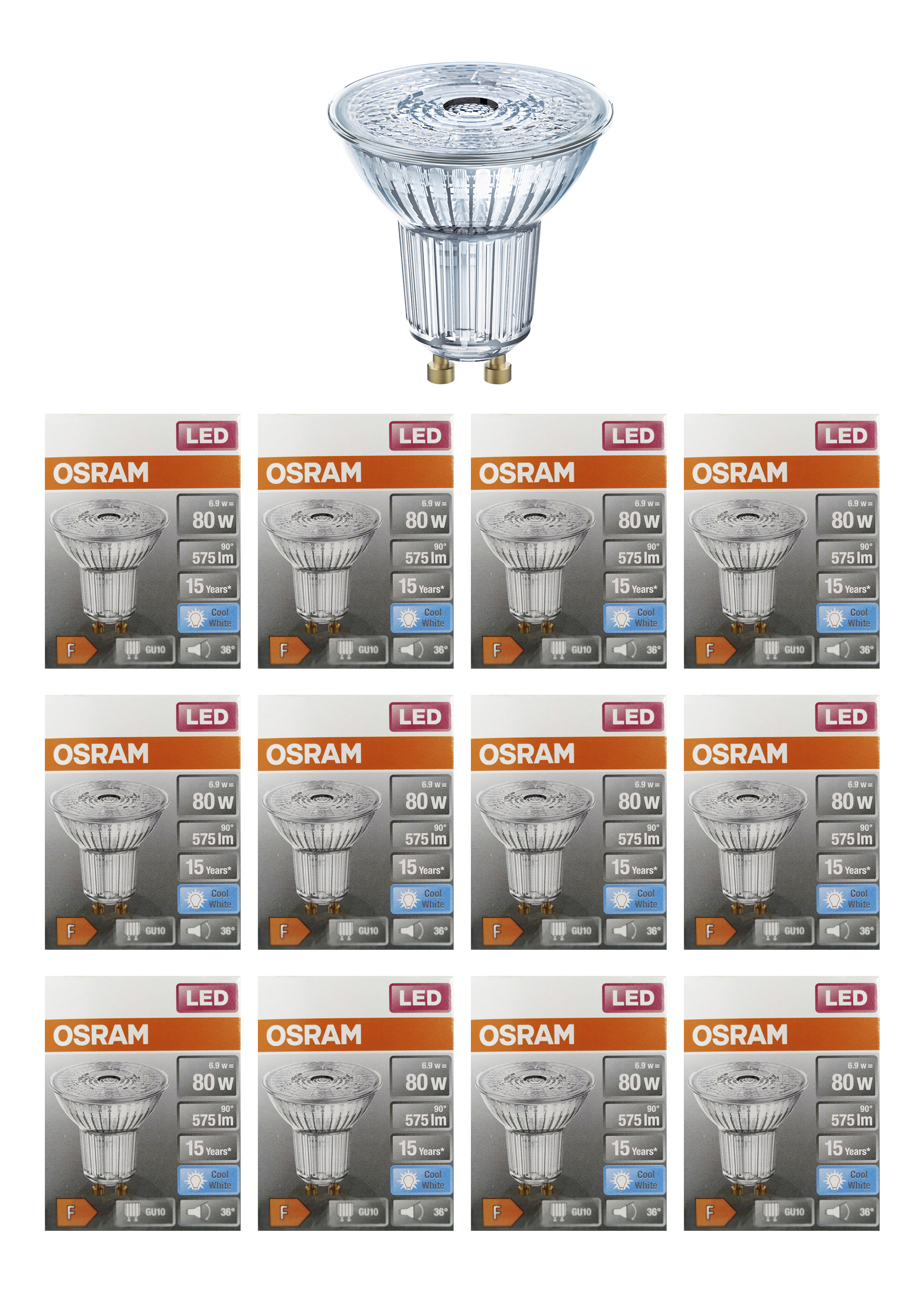 

Лампочка светодиодная OSRAM Софит PAR16 GU10 6,9Вт 220В 575Лм 4000К Дневной белый 12шт, Софит PAR16 GU10 6,9Вт 220В 575Лм 4000К