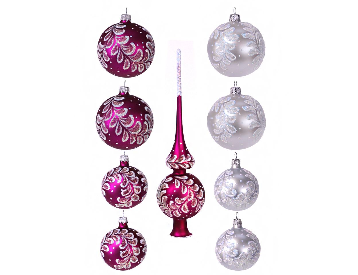 

Набор шаров на ель Елочка Утренний С 1305-фиолетовый 7,5 см 9 шт., Бордовый, Набор елочных игрушек УТРЕННИЙ, фиолетовый, верхушка+4х62 мм+4х75 мм