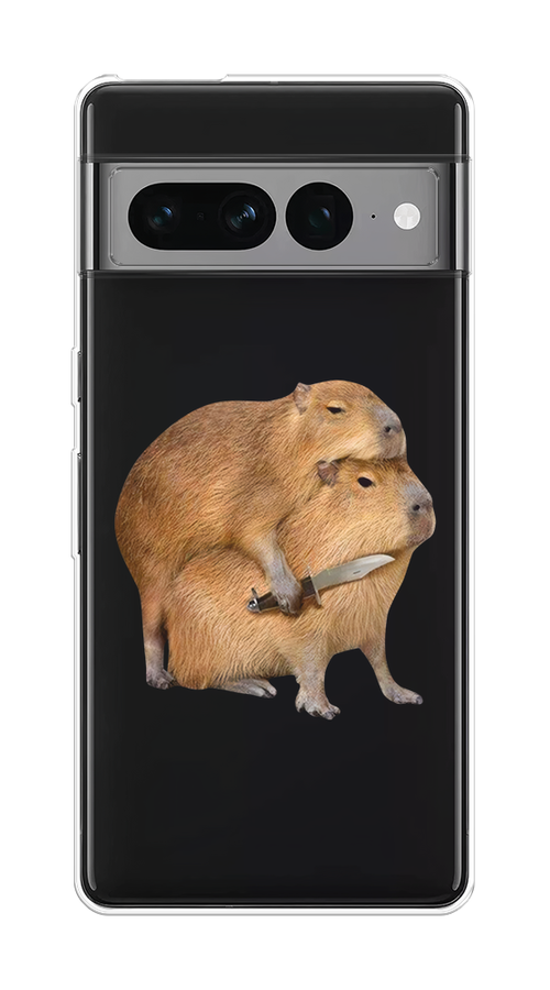 

Чехол на Google Pixel 7 Pro "Капибара с ножом", Бежевый, 271350-1