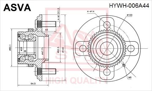 

Ступица Asva hywh006a44