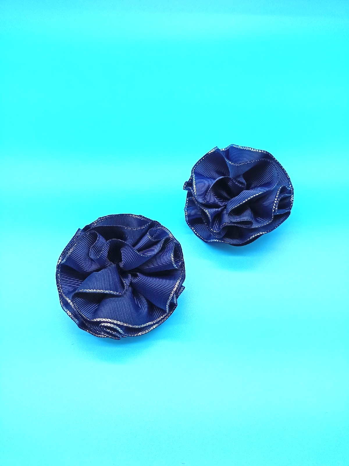 Детские банты DBR-02, комплект 2 штуки, розы синий с каймой