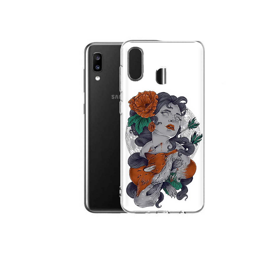 

Чехол MyPads Tocco для Samsung Galaxy A20 темная девушка с лисой, Прозрачный, Tocco