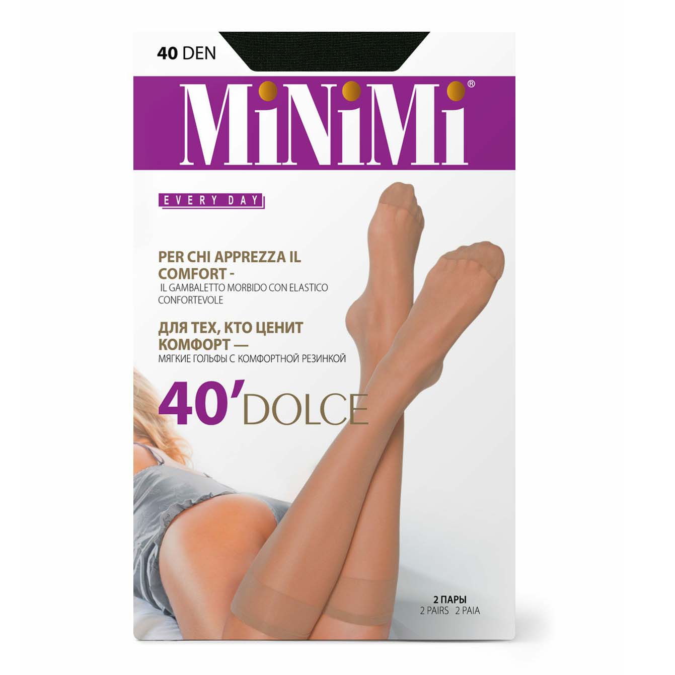 Гольфы женские Minimi Dolce daino полиамид телесный 40 den р универсальный 2 пары