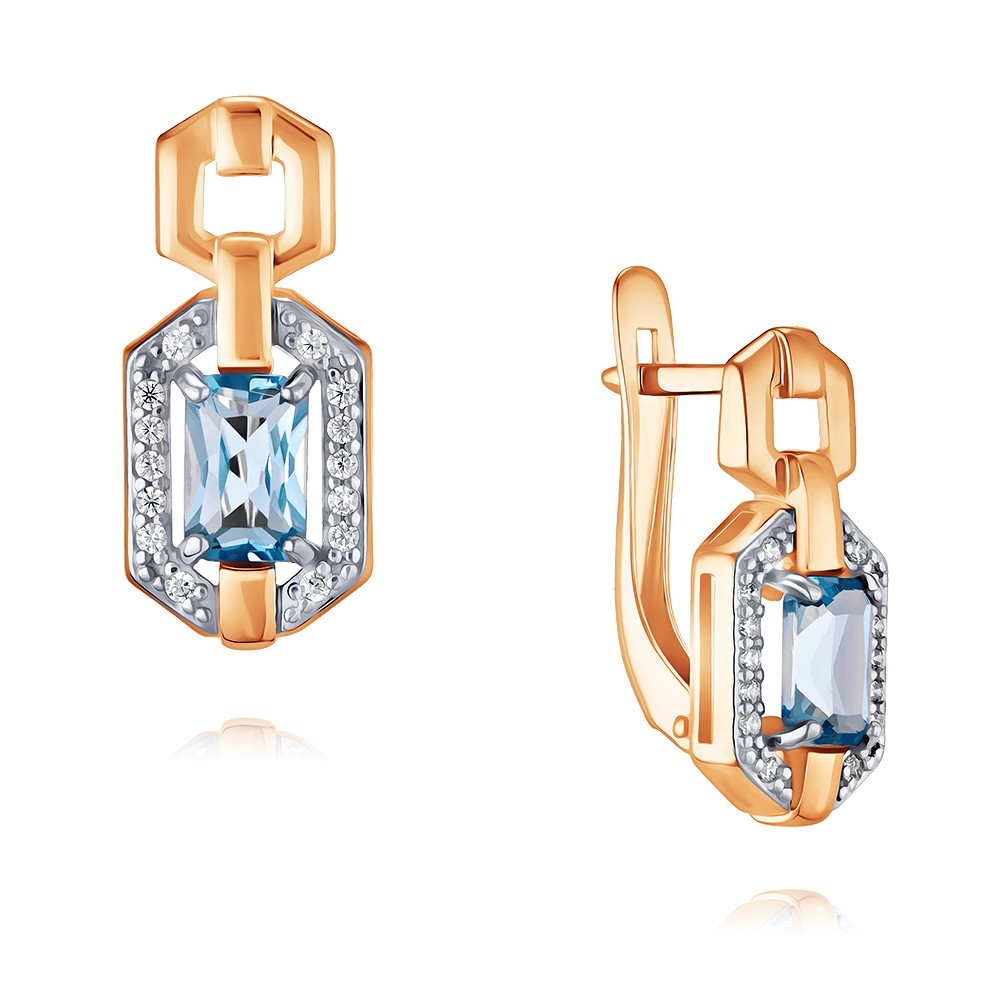 

Серьги из красного золота ADAMAS 24041019/01-А50Д-659, фианит/топаз, 24041019/01-А50Д-659