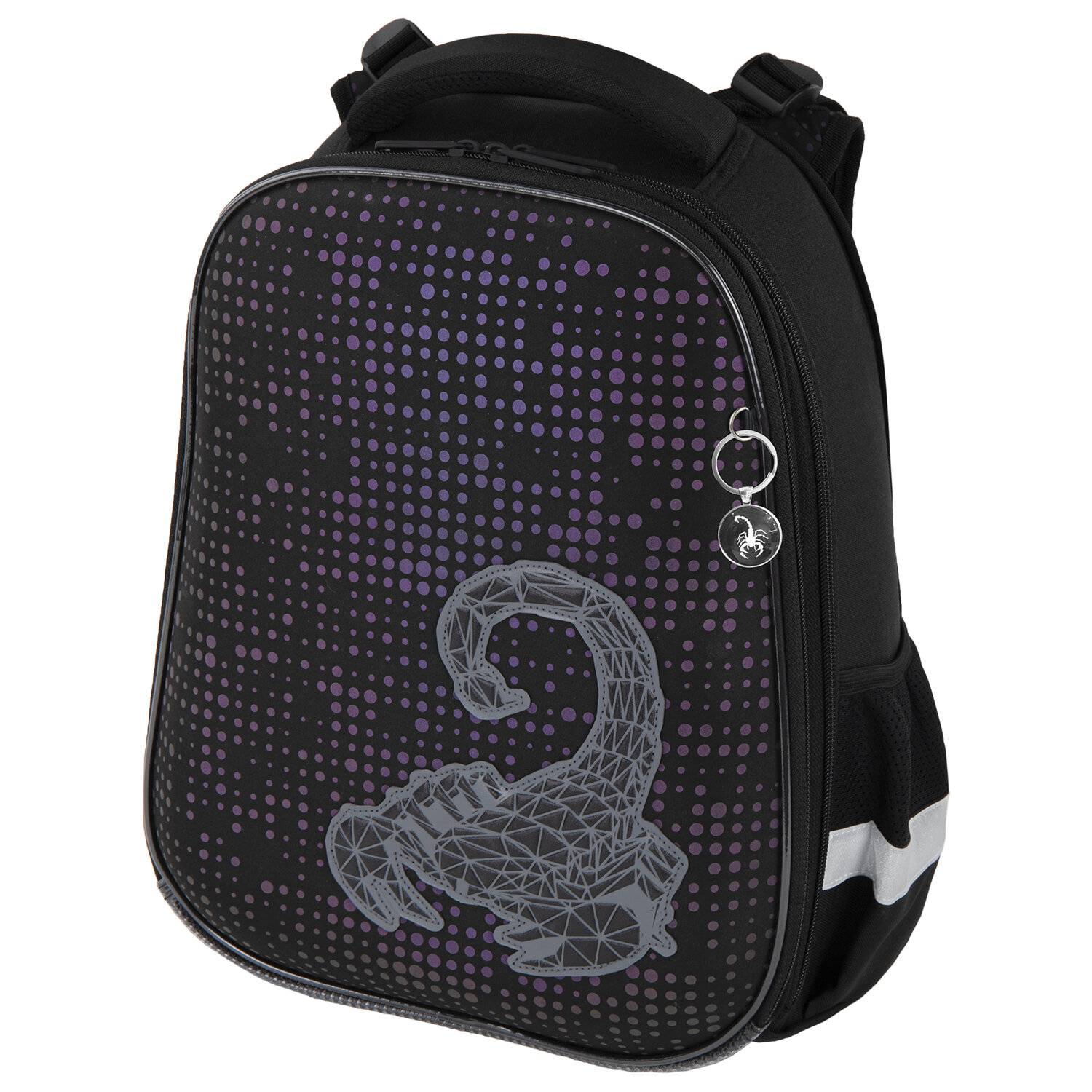 

Ранец Brauberg Luminous, 2 отделения, с брелоком, Scorpio, светящийся, 38х29х16 см, 271368, Черный, Luminous