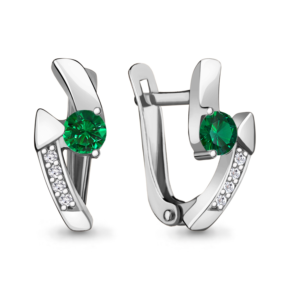 

Серьги из серебра с изумрудом Aquamarine 43484АГ_925_р, 43484АГ_925_р