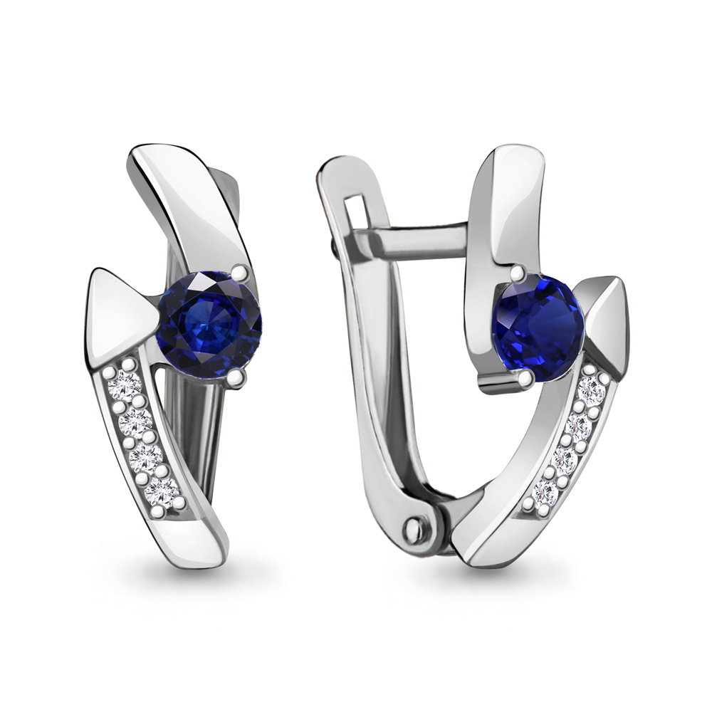 

Серьги из серебра с фианитом Aquamarine 43484АБ_925_р, 43484АБ_925_р