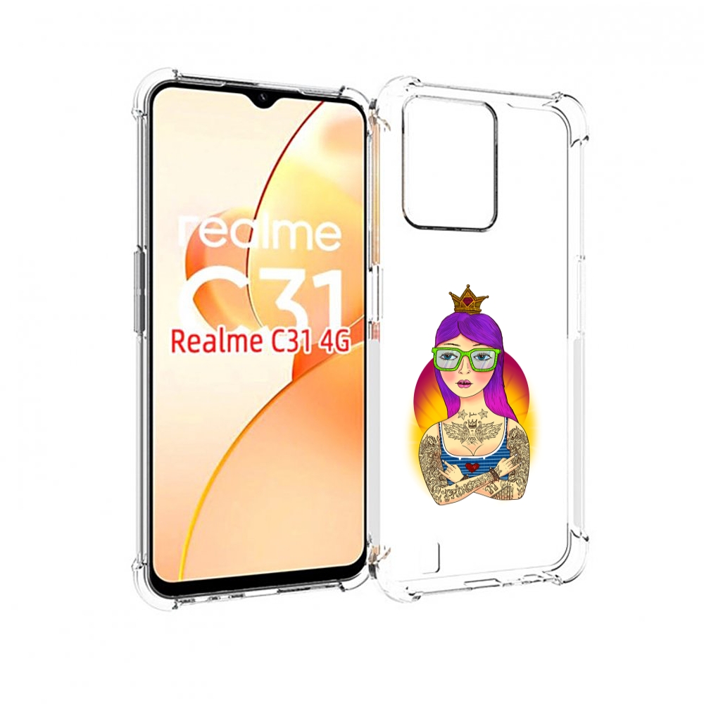 

Чехол MyPads девушка в татуировках с короной для OPPO Realme C31, Прозрачный, Tocco