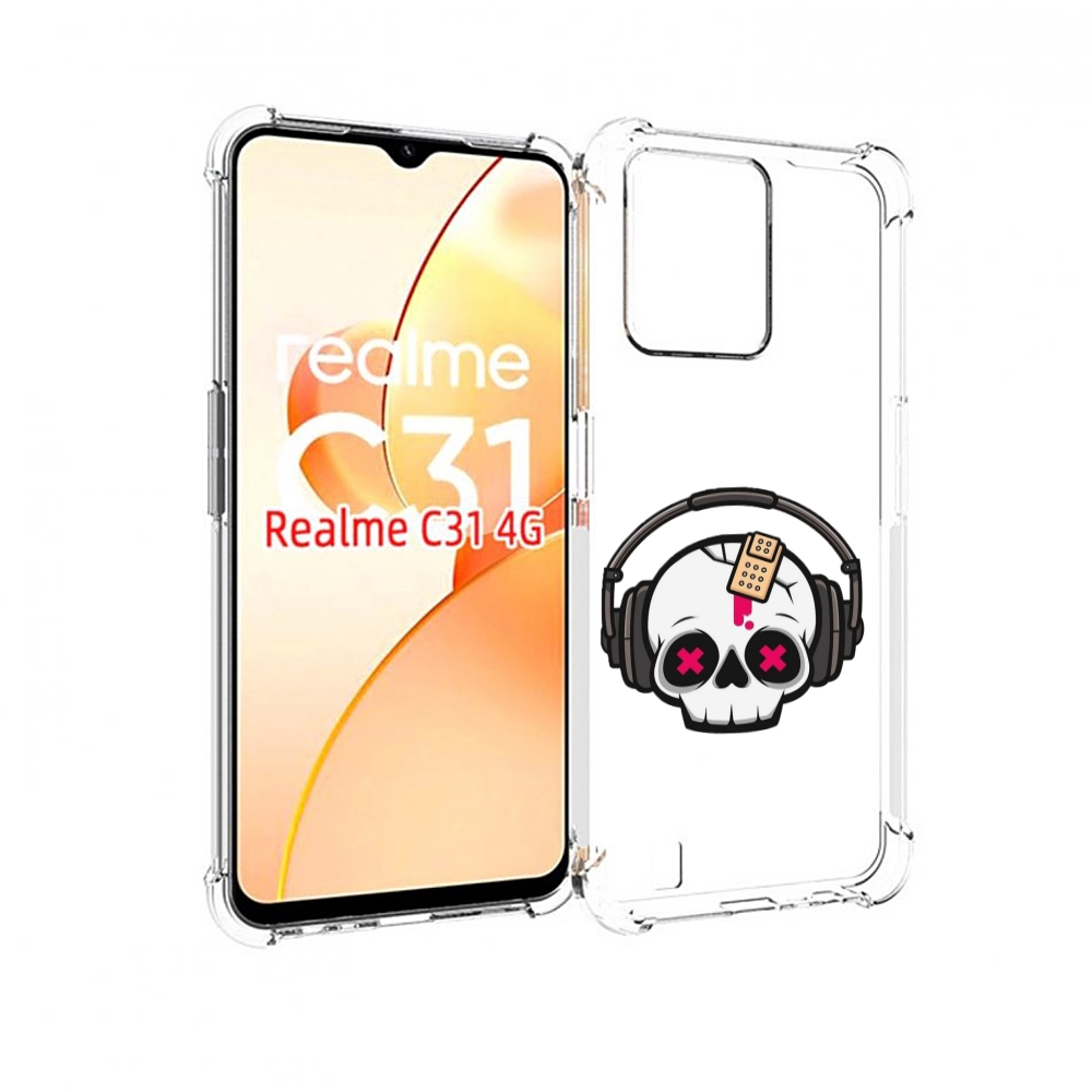 

Чехол MyPads черепок в наушниках для OPPO Realme C31, Прозрачный, Tocco