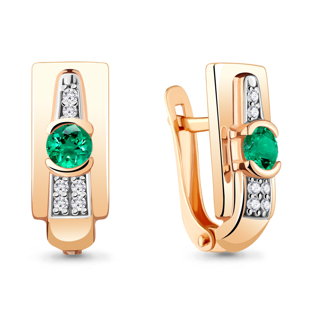 

Серьги из серебра с изумрудом Aquamarine 43481АГ_925_з, 43481АГ_925_з