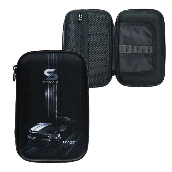 

Пенал-футляр Stavia Машина монохром 120 х 210 х 50 мм, EVA жесткий, Черный