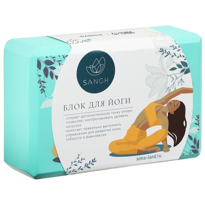 

Блок для йоги Flowers 23 х 15 х 8 см, 180 гр, цвет бирюзовый, Голубой, Flowers