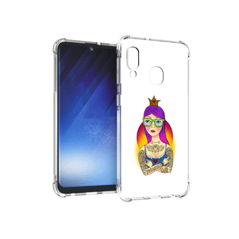 

Чехол MyPads Tocco для Samsung Galaxy A20e девушка в татуировках с короной, Прозрачный, Tocco