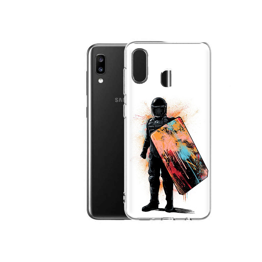 

Чехол MyPads Tocco для Samsung Galaxy A20 солдат с красочным щитом, Прозрачный, Tocco
