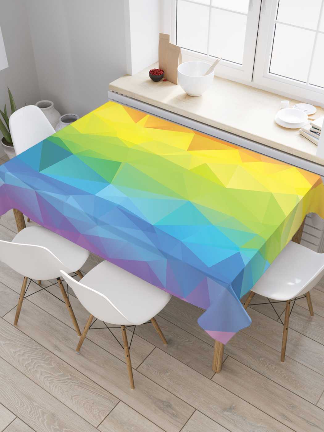 

Скатерть прямоугольная JoyArty "Радужная геометрия" из оксфорда, 180x145 см, Радужная геометрия