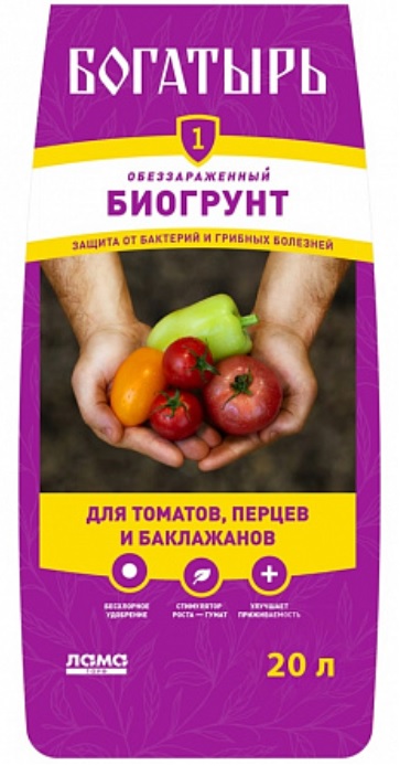 Грунт для овощей Богатырь Обеззараженный для томатов, перца и баклажанов 971-76 20л