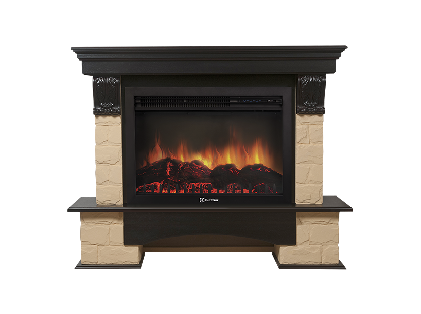 Firelight Портал Forte 30S камень бежевый, шпон темный дуб